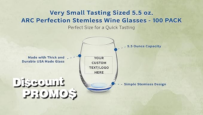 Custom Stemless Wine Glasses by ARC 5.5 oz. Set of 100, Personalized Bulk Pack - Image 3