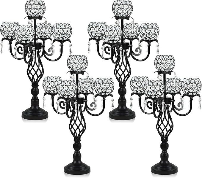5-Arm Crystal Candelabra Centerpiece 23.2" Tall by kehail