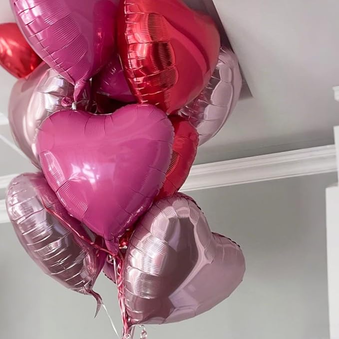 Pastel Pink Red Heart Balloons - Image 5