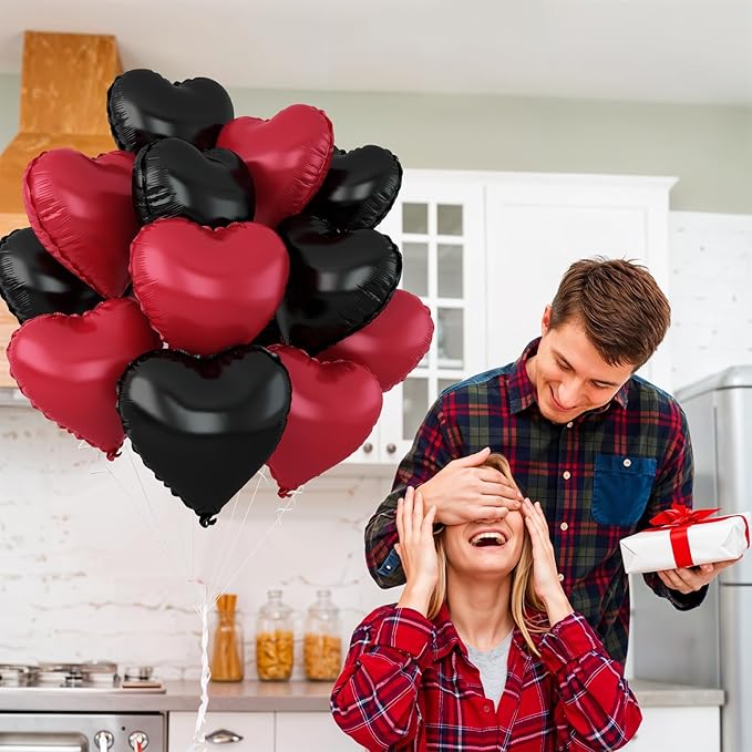 Black Red Heart Balloons - Image 3