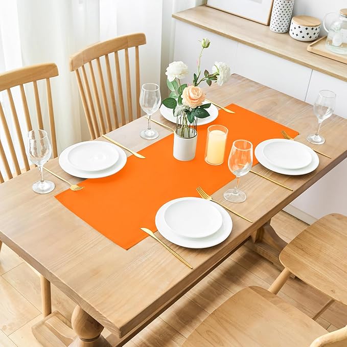 2 Pack Orange Small Short Table Runner 12 x 36 Inch Solid Color Runners Coffee - Image 2