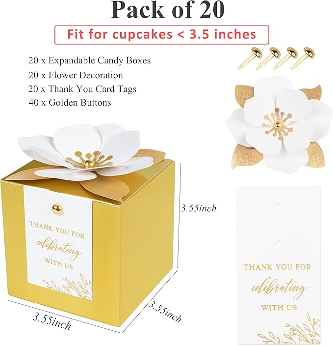 FEIYI 20 PCS Gold Gift Boxes, 3 In 1 Favor Boxes - Image 2