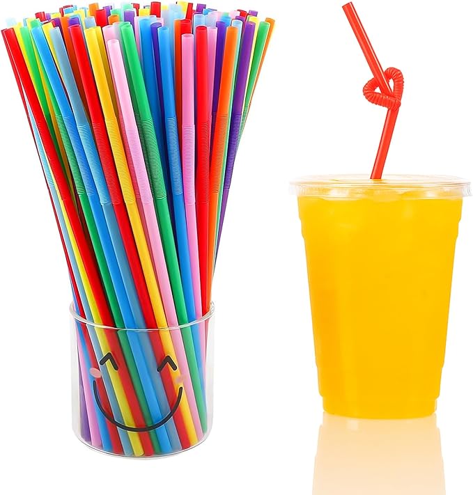 Tomnk 300pcs 10.3 Inches Disposable Flexible Bendy Drinking Straws Plastic - Image 2