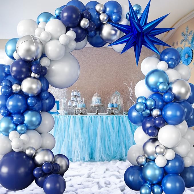 94Pcs Blue Balloon Garland Arch Kit Navy Blue Silver White Balloons Garland Kit - Image 6