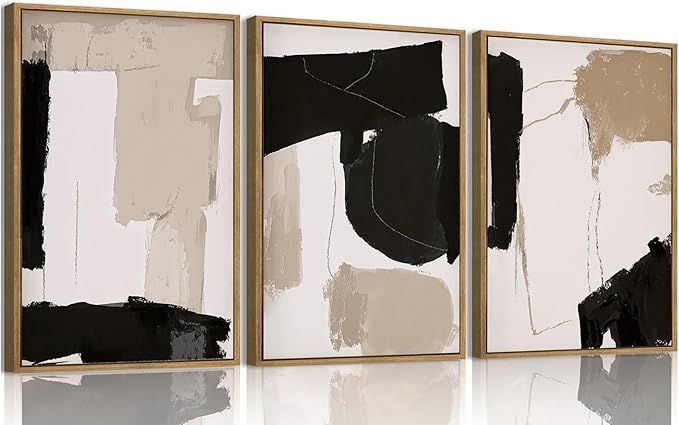 myusuar 3 Piece Large Modern Abstract Canvas Framed Wall Art by Unknown