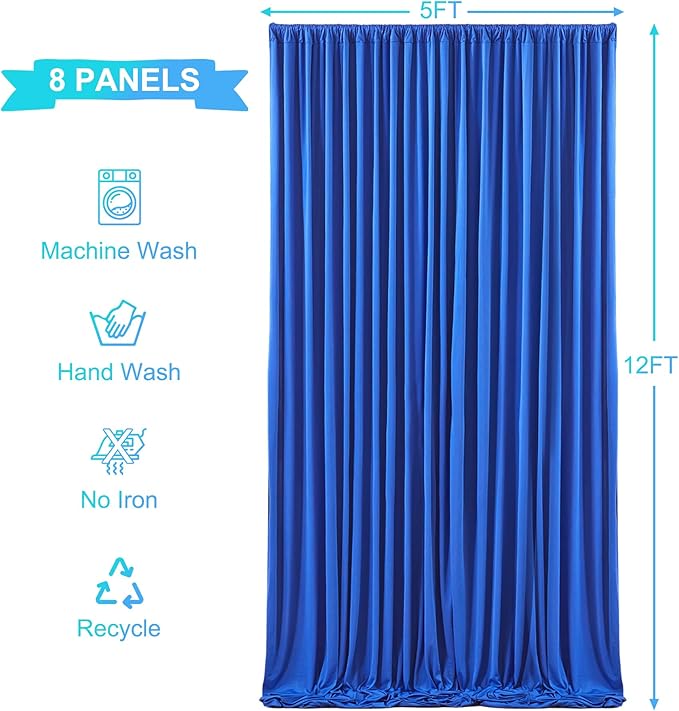 40ft x 12ft Royal Blue Backdrop Curtains Wrinkle Free Backdrop Curtain - Image 5