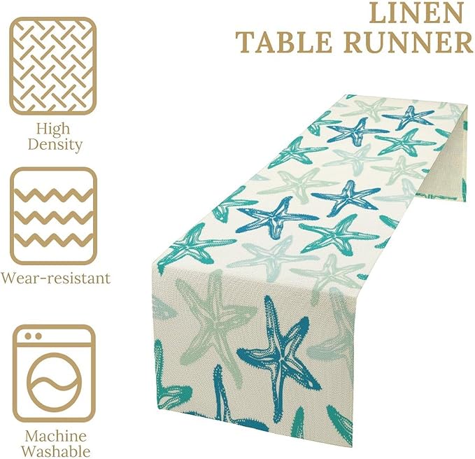 Starfish Plaid Table Flag Green Plaid and Marine Life Starfish Kitchen Table - Image 5