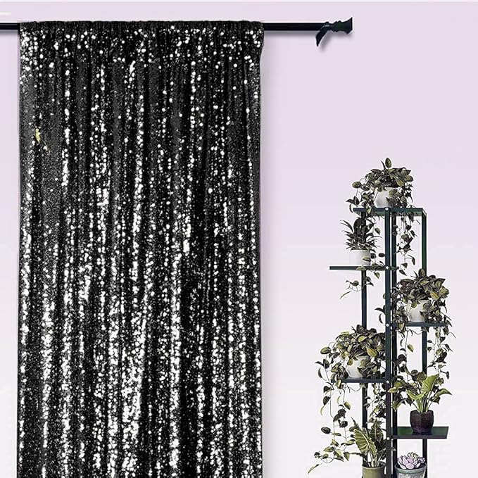 Black Sequin Backdrop Curtains 1 Panel 10FTx10FT Wedding Photo Backdrop Drapes - Image 7