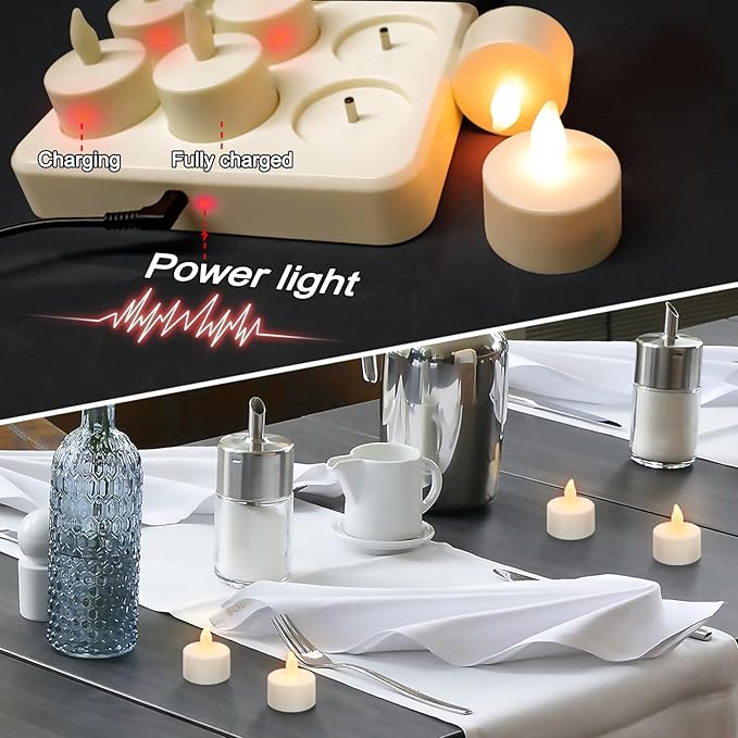 HL Flameless Candles with Remote & Charging Base, LED Votive TeaLights Yellow - Image 5