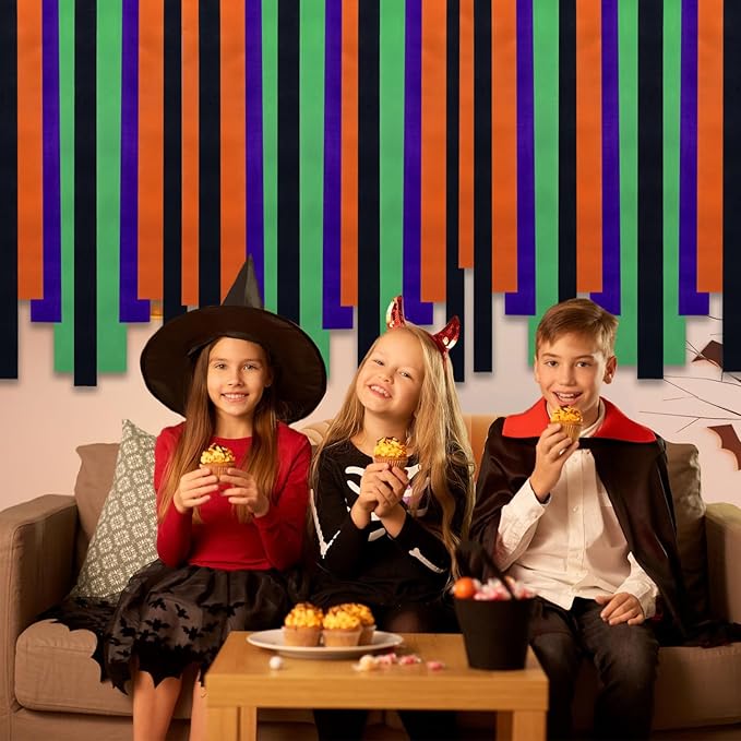 Crepe Paper Streamers 8 Rolls 656ft Orange Purple Black Green Tassels Streamer - Image 4