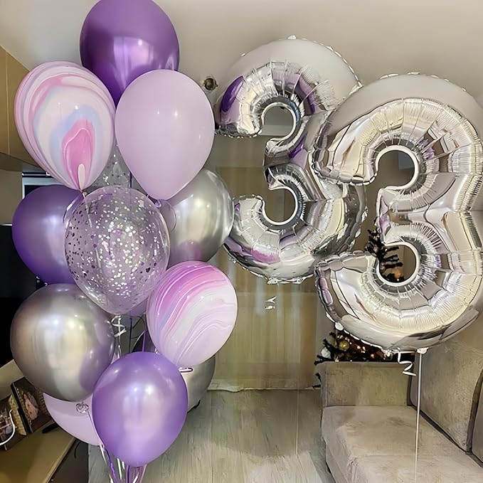Silver 1 Balloon Number, 40 Inch Giant Helium Foil Number 0-9 - Image 6