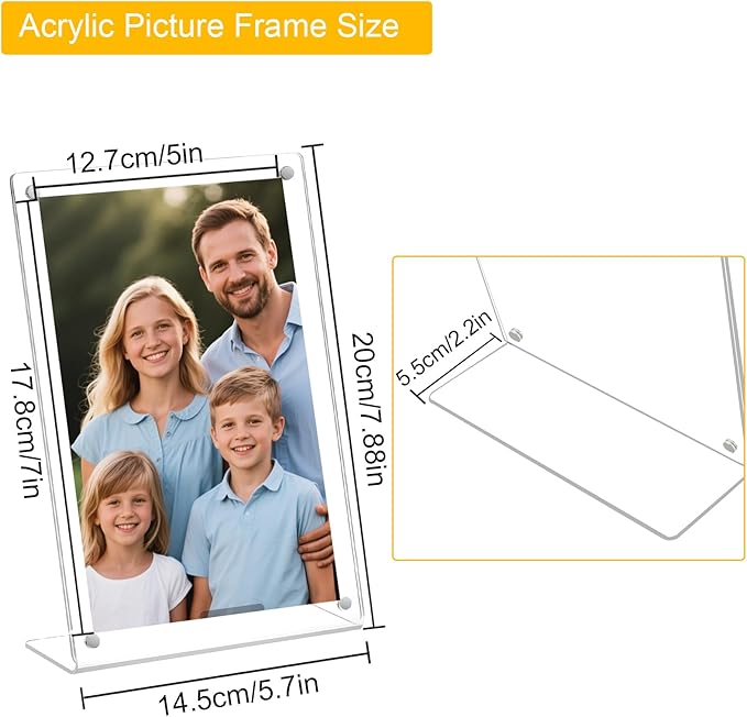 6 Pack Acrylic Picture Frame 5x7 inch, Magnetic Photo Frames, Standing Photo - Image 2