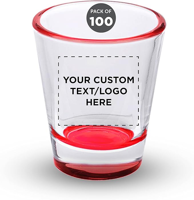 Custom Shot Glasses 1.75 oz. Set of 100, Personalized Bulk Pack by DISCOUNTPROMOS