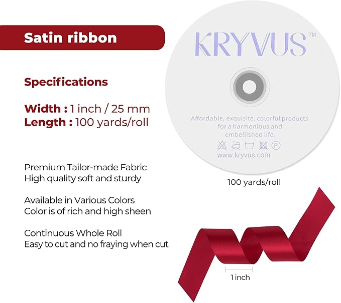 Scarlet Red Satin Ribbon 1 inch X Continuous 100 Yards, Single Face Polyester - Image 3