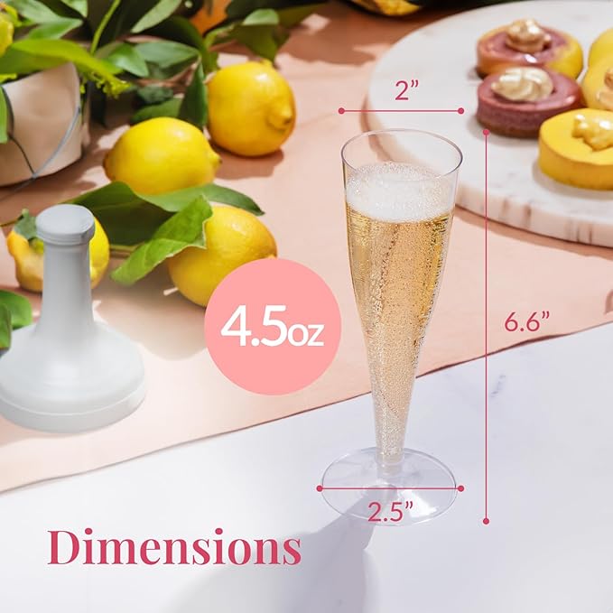 Prestee Set of 24 Clear Plastic Champagne Flutes - Image 3