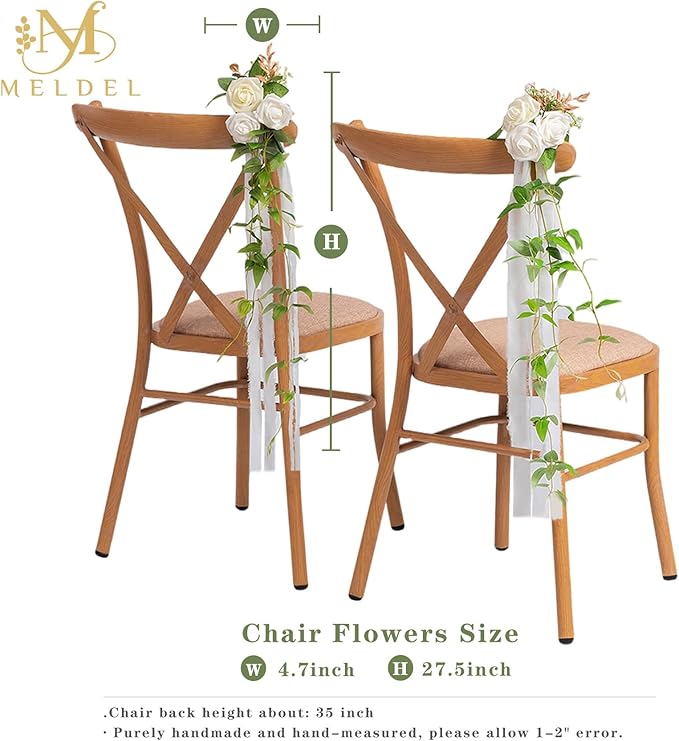 Meldel Wedding Chair Decorations Aisle Floral Set of 10 Artificial Flowers - Image 3