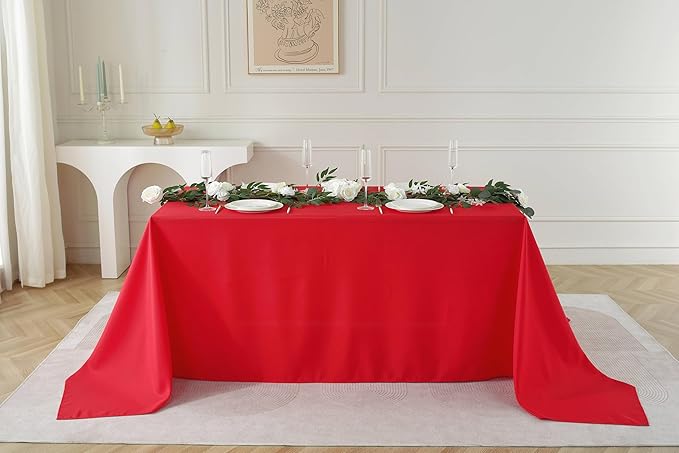 Craft And Party Rectangle Tablecloth, 90 x 132 Inch Red Tablecloth, 8ft - Image 4