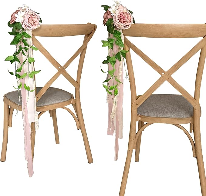 Lookein Set of 8 Pew Flowers for Wedding Ceremony Chair Decorations Bench by Lookein