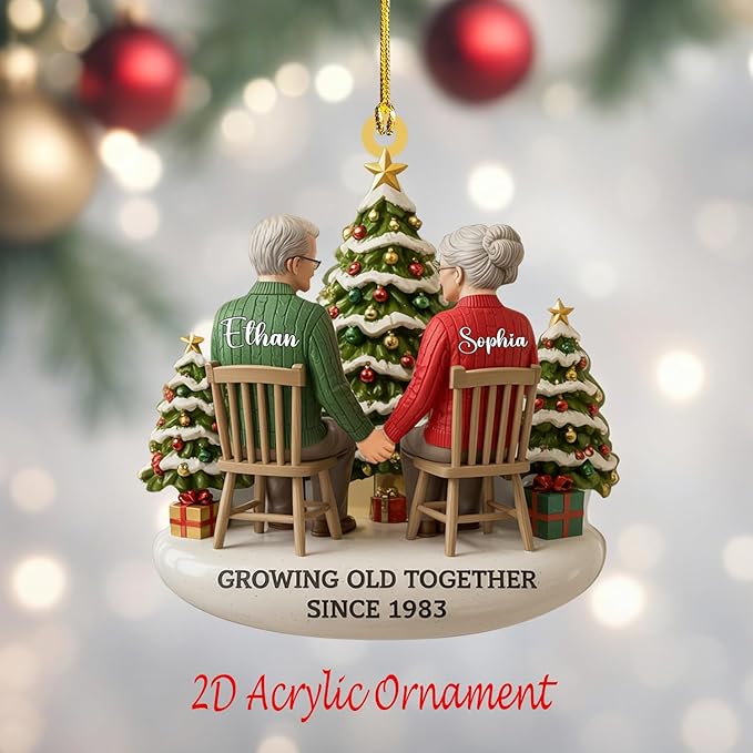 Love Signal Growing Old Together Christmas Ornament, Personalized Couple - Image 3