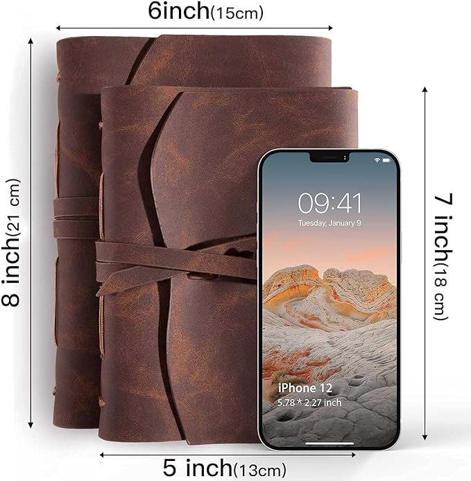 Leather Bound Journal for Men/Women, Rustic Vintage Handmade Large Writing - Image 5