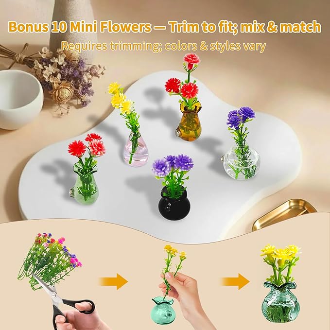 Magnetic Bud Vase Set – Mini Ceramic & Glass Vases - Image 3
