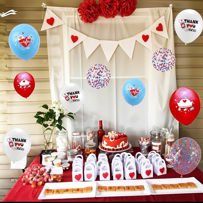 Medical Balloons, 12 Inch Blue White Red Balloons - Image 4