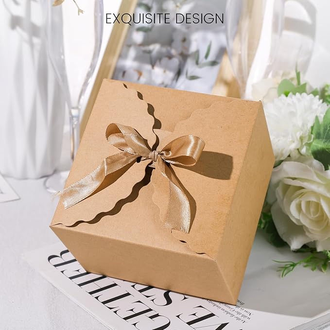 VGOODALL 10PCS Gift Boxes, 4.7" x 4.7" x 3.5" Brown Candy Boxes - Image 3