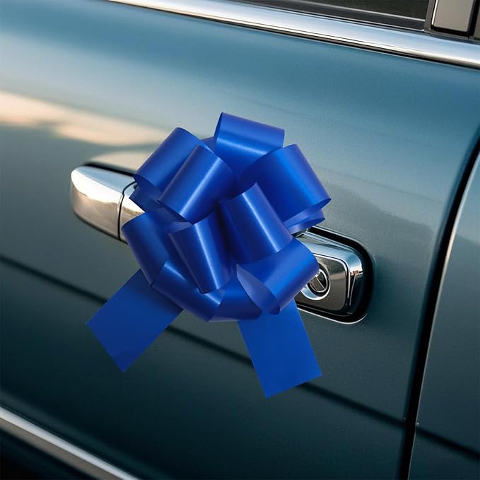 6 Pcs 6 Inch Blue Pull Bows, Gift Wrapping Baskets Wedding Christmas Party - Image 5