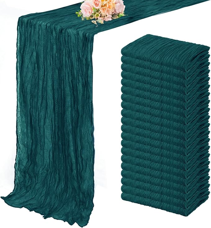 20 Pack Teal 10FT Cheesecloth Table Runner Rustic Gauze Cheese Cloth Table by FoliafeelHome
