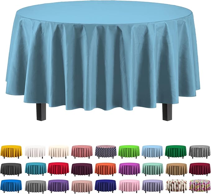 Exquisite 12-Pack Premium Plastic Tablecloth 84in. Round Table Cover by Exquisite