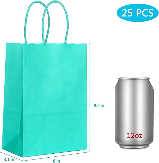 25 PCS Small Teal Blue Gift Bags Turquoise Paper Bags - Image 2