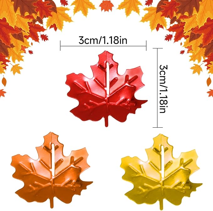 200 Pieces Fall Confetti, Thanksgiving Maple Leaves Acorn Sprinkles Foil - Image 2