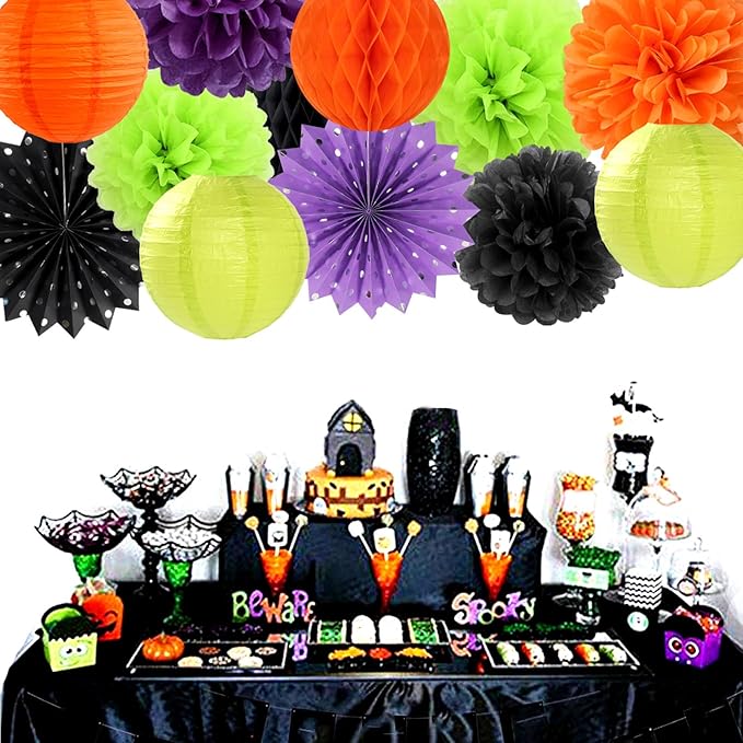 Black-Orange Purple Green Halloween Party-Decorations - Image 4