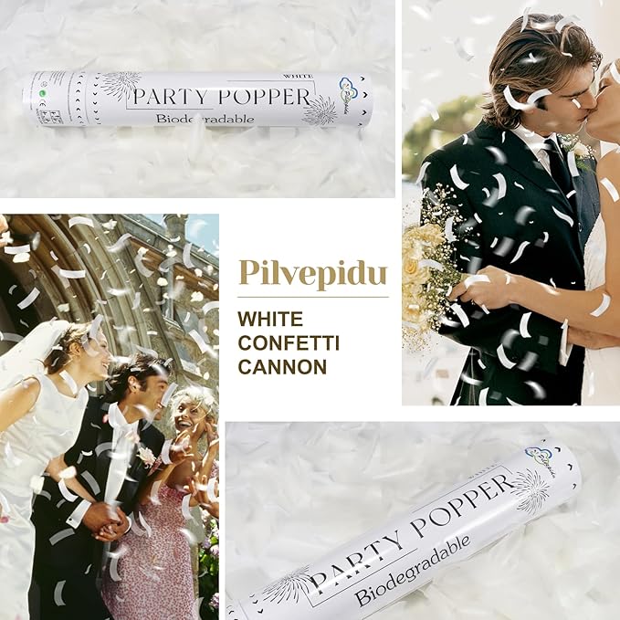 White Confetti Poppers, Rice Paper - Image 4