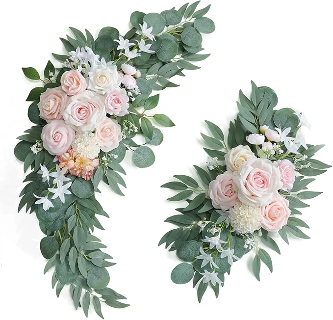 Artificial Pink Wedding Arch Flowers Swag Set of 2 by UdoulaFlowersforLife