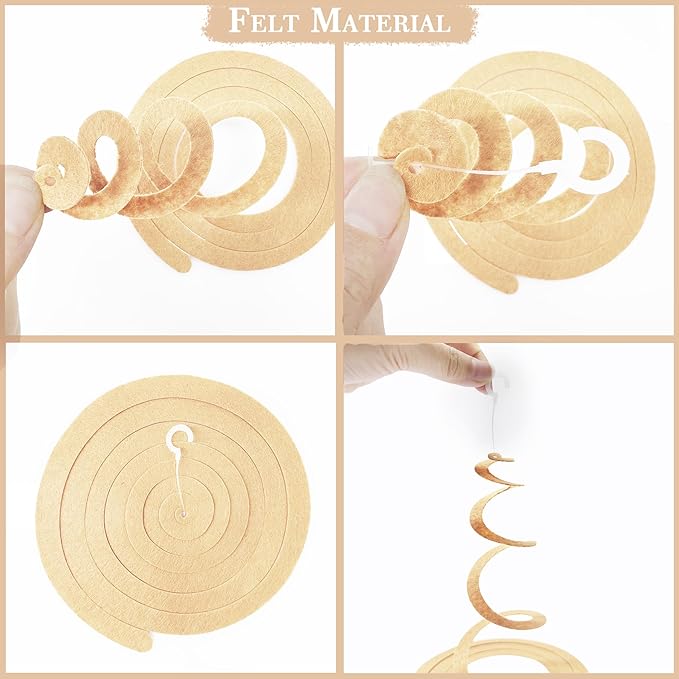 36 Pcs Green Brown Orange Beige Hanging Swirl Decorations Felt Swirl Streamer - Image 4