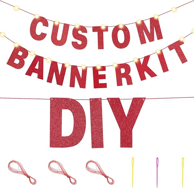 TaoBary 112 Pcs DIY Letter Custom Banner Glitter Customizable Banner Kit - Image 3