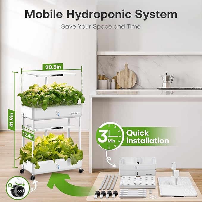Ahopegarden Hydroponics Growing System Indoor Garden, 44 Pods Plant Herb Garden - Image 6