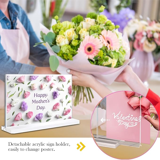 Acrylic Sign Holder 11 x 8.5 inches 6 Pack Horizontal Desktop Display Stand - Image 3