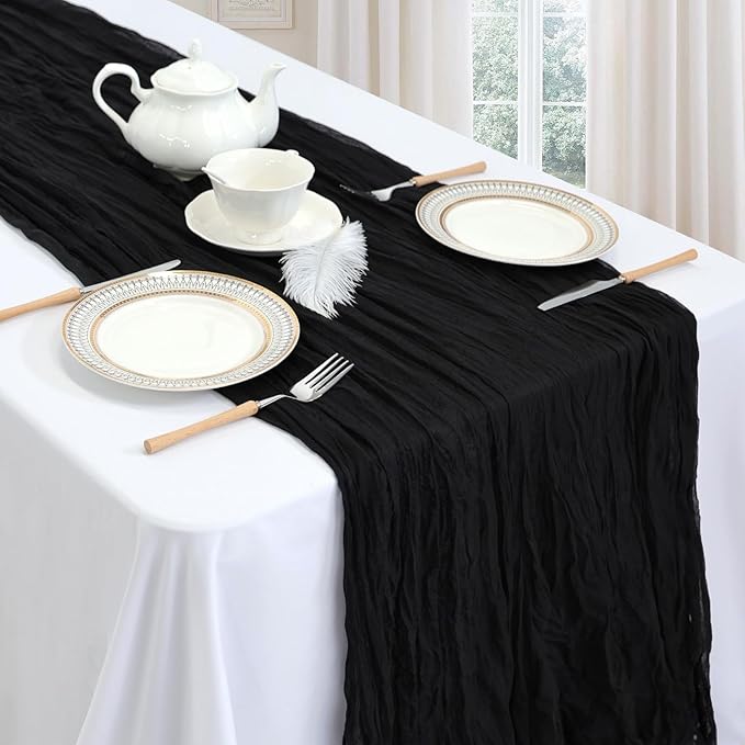 6 Pack Black Halloween Cheesecloth Table Runner 10ft Boho Gauze Fabric Cheese - Image 3
