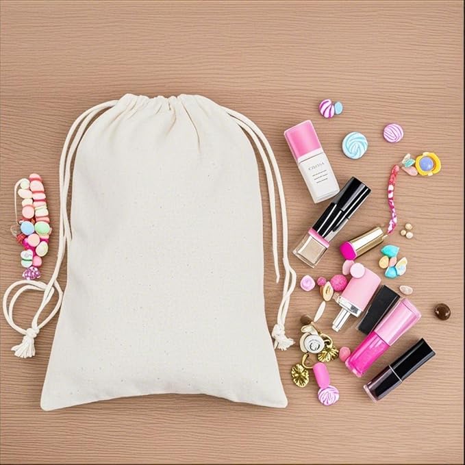 gobyhumm 20 Pieces Pure Cotton Drawstring Bags Muslin Bags Sachet Bag - Image 3