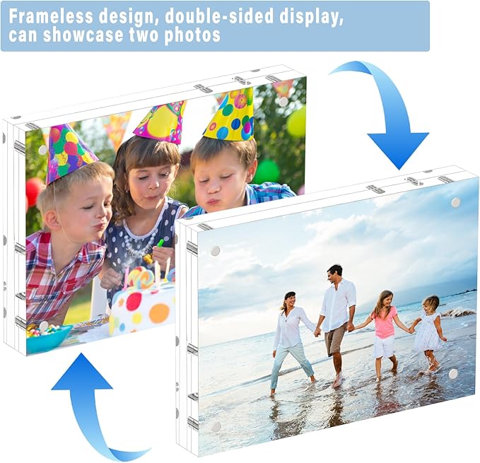 HELPLEX 5 Pack 8x10 Acrylic Picture Frames, 20mm Thicker Frameless Clear Frame - Image 4