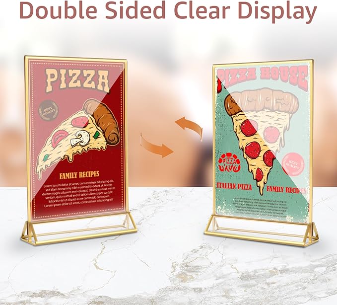 12 Pack Acrylic Sign Holder, 5x7 Inch Double-Side Gold Picture Frames Stands - Image 3