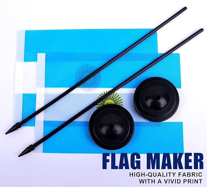 Argentina Desk Flag 12" Solid Pole Deluxe Set Argentinian Flags Banner Mini - Image 5