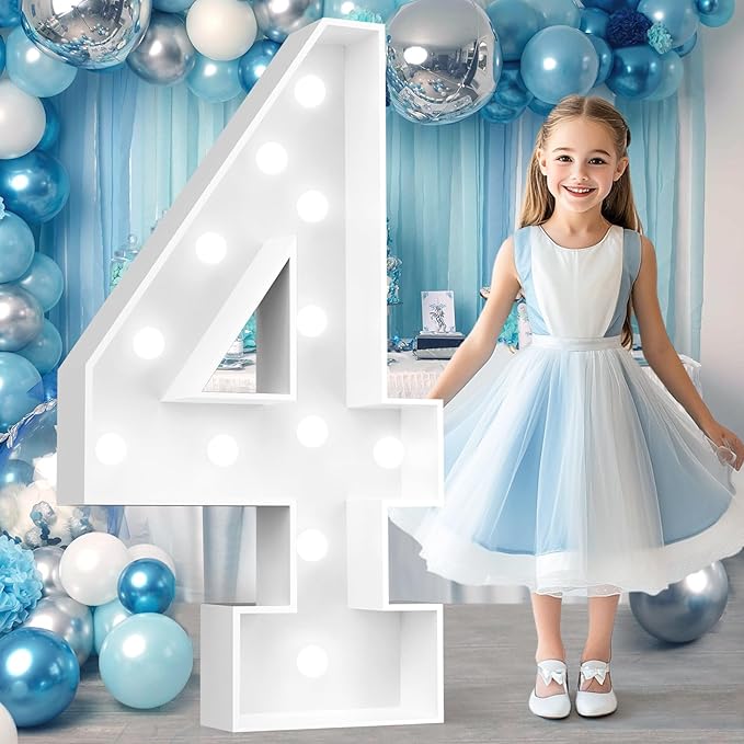 Ledido 4FT Marquee Light Up Numbers, Cool White Light Up Numbers Large Marquee by Ledido