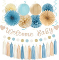 Light-Dusty Blue Beige-Champagne Baby-Shower Party-Decorations by Burgleda