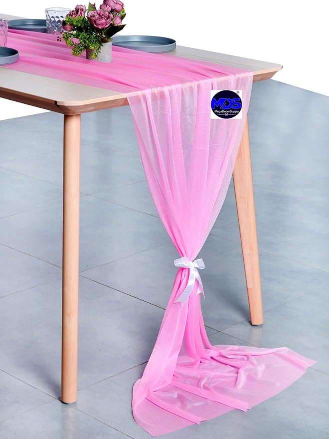 MDS 10 Pack 10ft Chiffon Table Runner 29 x 120 Inches Sheer Wedding Runner - Image 3