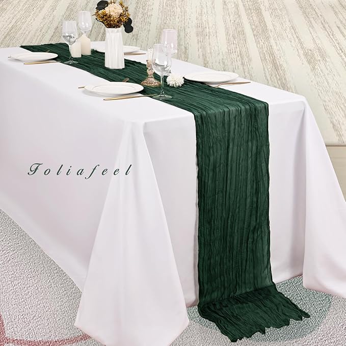 Emerald Green 20 Pack Cheesecloth Table Runner 10FT Boho Fabric Rustic Cheese - Image 4