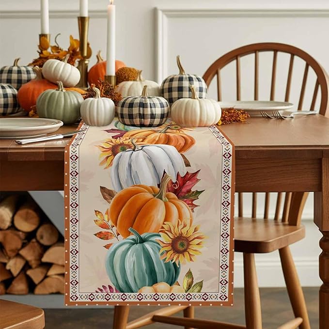 Fall Thanksgiving Southwest Cotton Linen Table Runner - Image 8