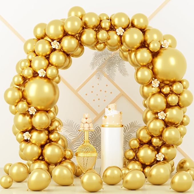 90pack Metallic Gold Balloons Different Size 18/12/10/5 Inch Chrome Gold by Voircoloria